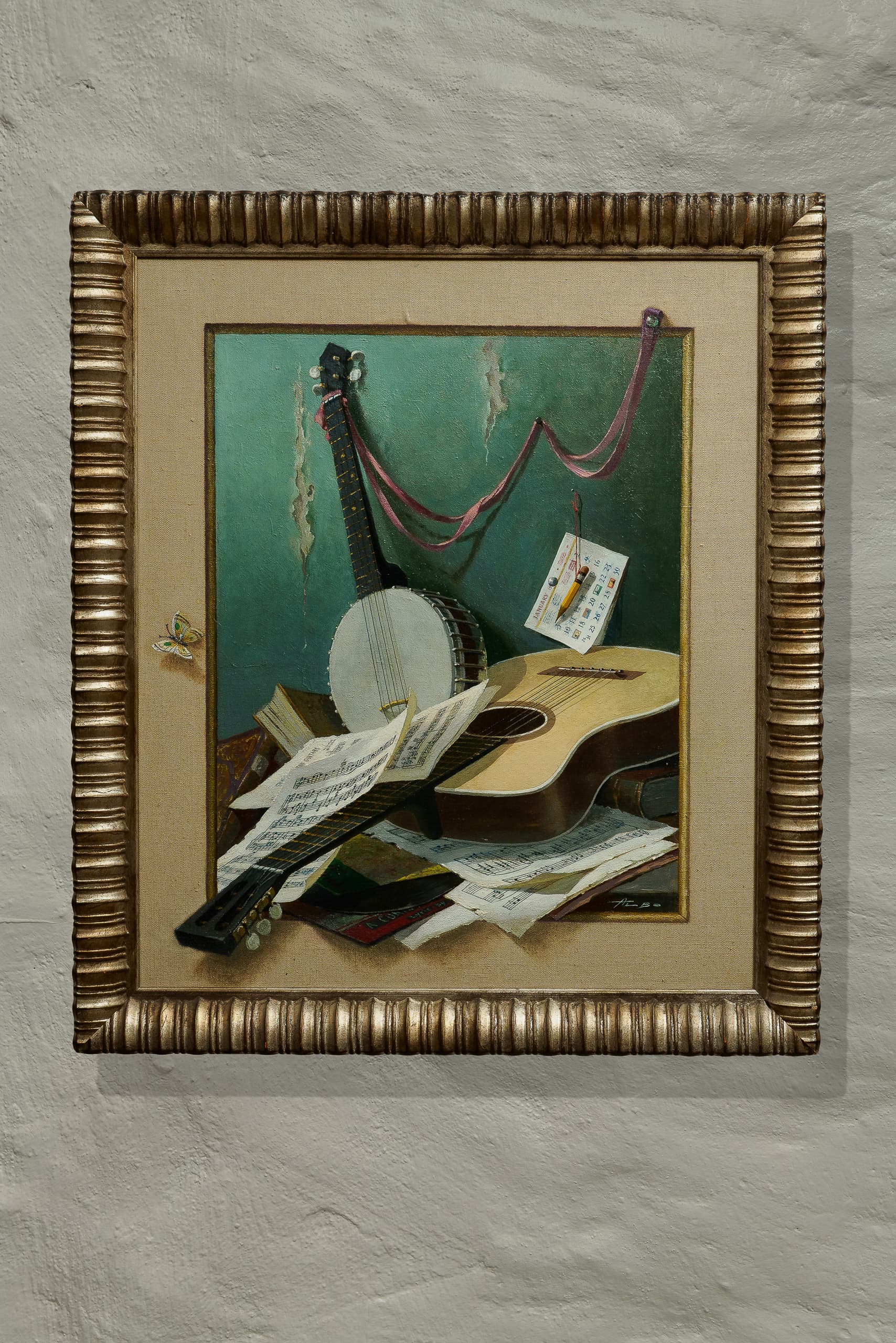 August Albo "Kompositsioon banjo ja kitarriga", 1950ndad - Image 2