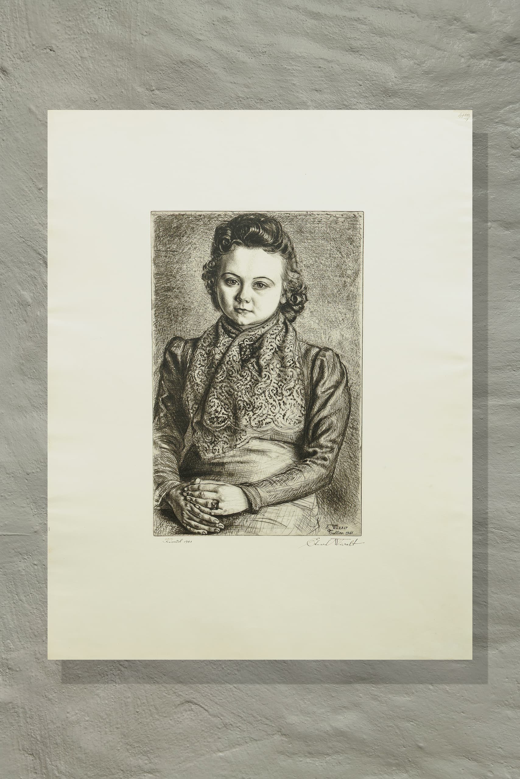 Eduard Wiiralt "Tütarlaps kirju salliga", 1941 - Image 2